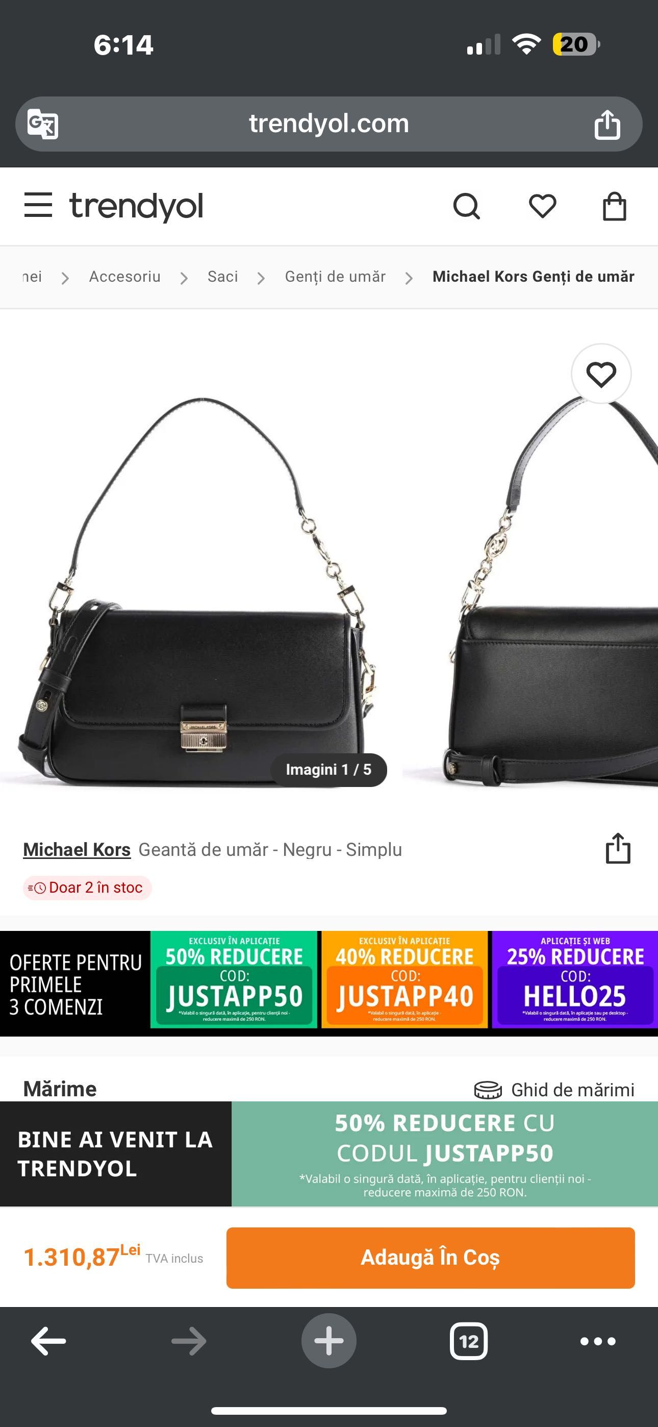 Geanta de umar Michael Kors Originala Neagra