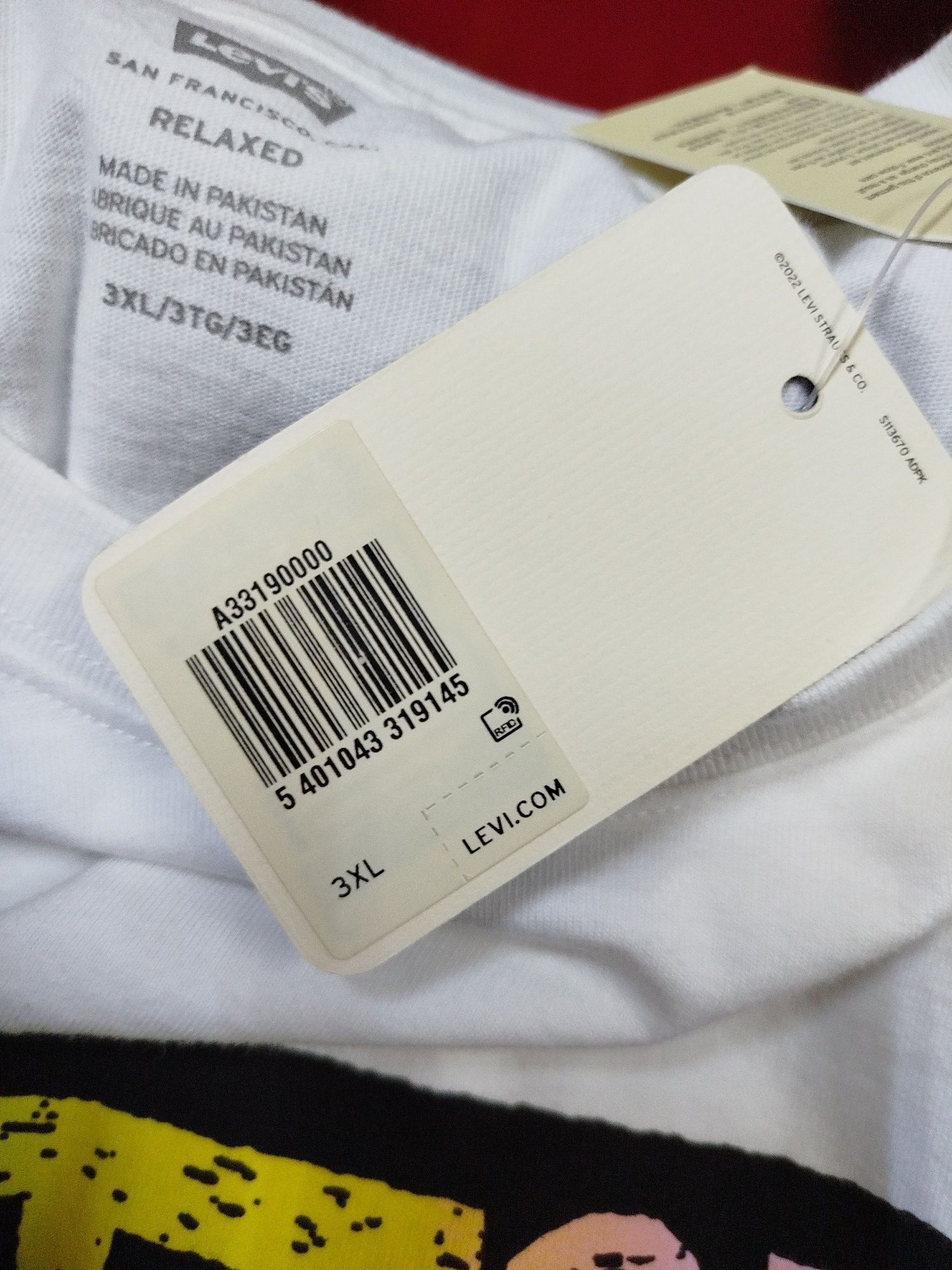 Огромна тениска Levi's 3XL 4XL 5XL нова мъжка бяла оригинална батал