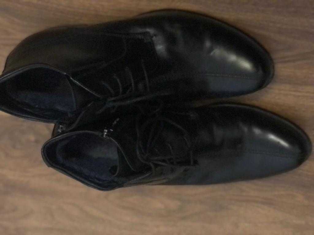 Зимние мужские ботинки "Chester", черные, кожа, мех.