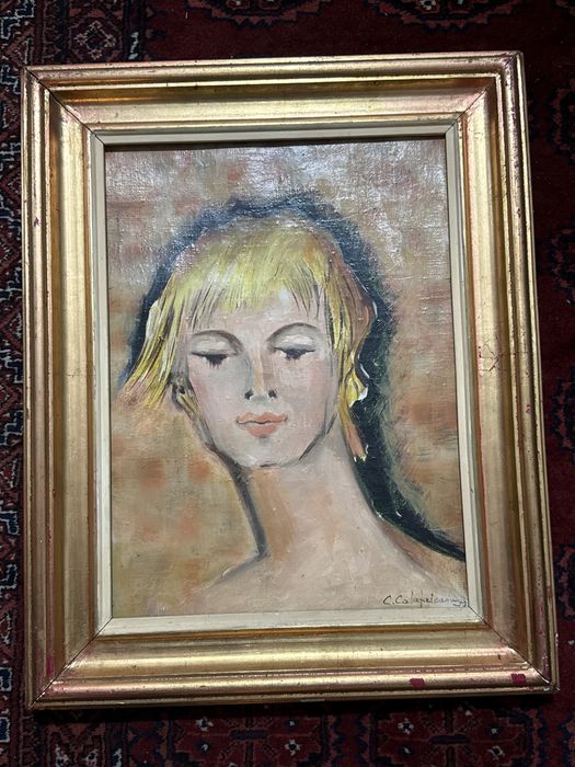 Portret tanara semnat C Calafeteanu