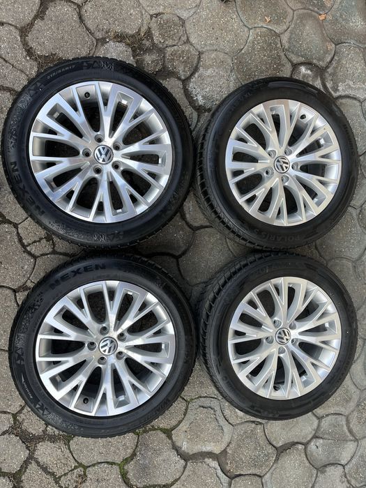 Jante aliaj 5x112mm, anvelope iarna 215/55 R17, VW Passat, Skoda, Seat