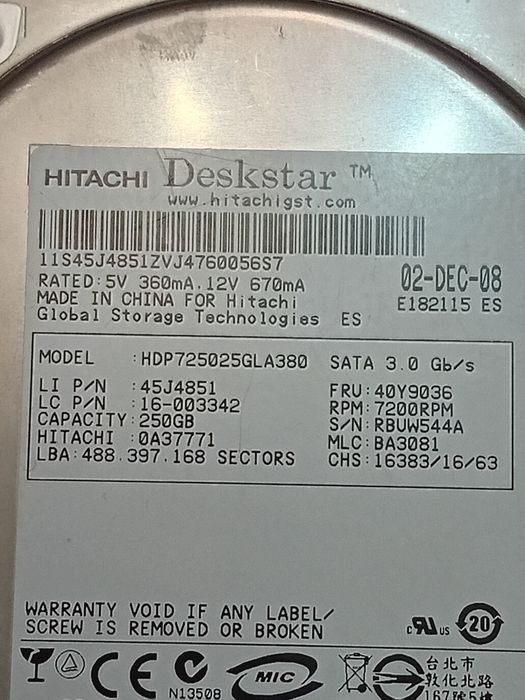 Hdd 250 gb pentru pc