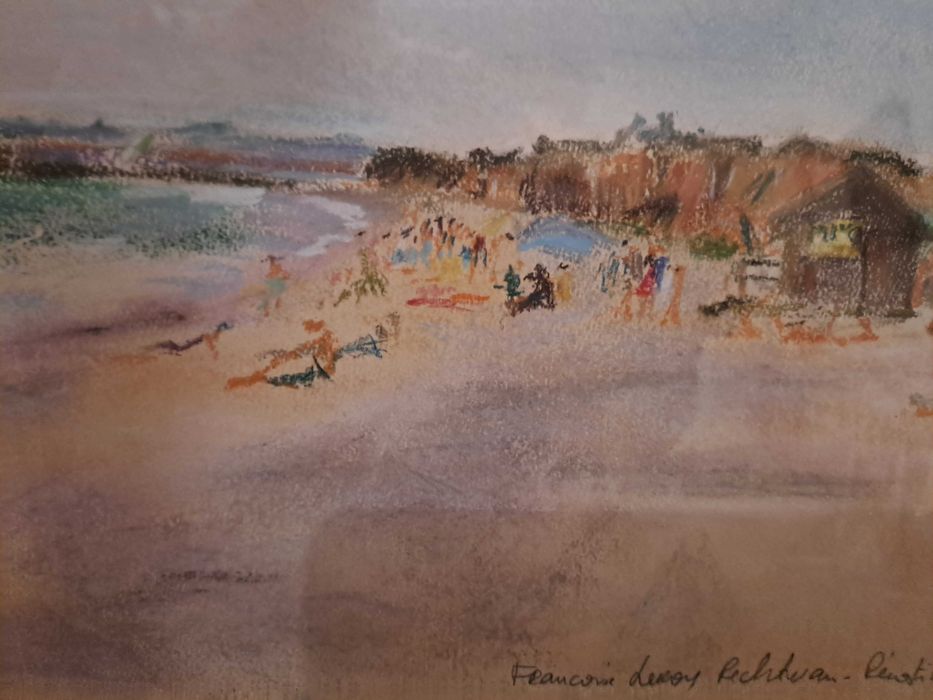 tablou creioane colorate 61/53 cm semnat Francoise Leroy datat 1993