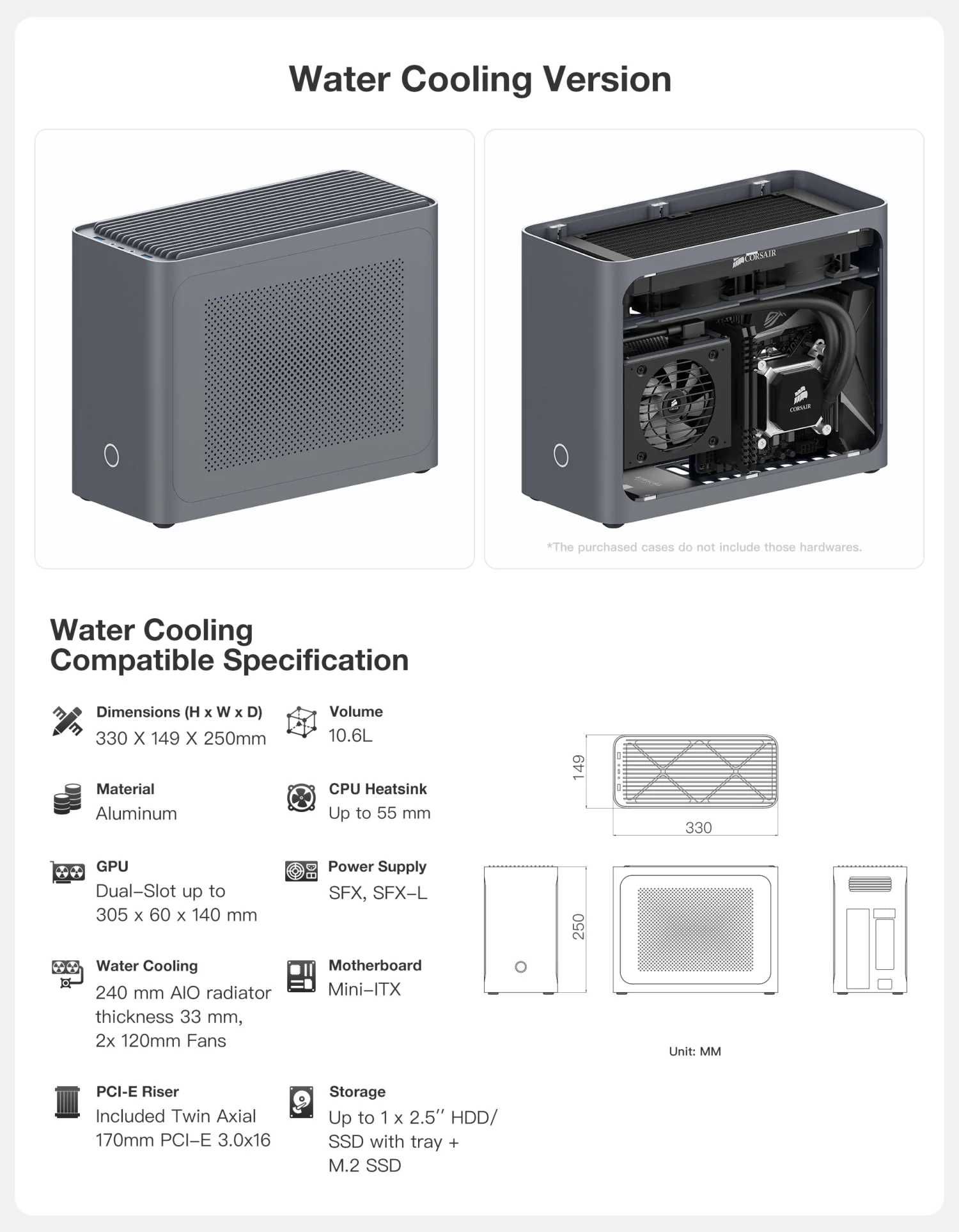 Carcasa Mini-ITX IQUNIX ZX-1 Aluminu Water Cooling