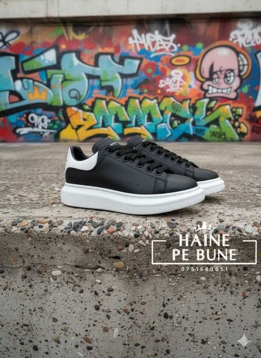 Adidasi Alexander Mc Q u e e n Negru Alb - Marimi 36-45