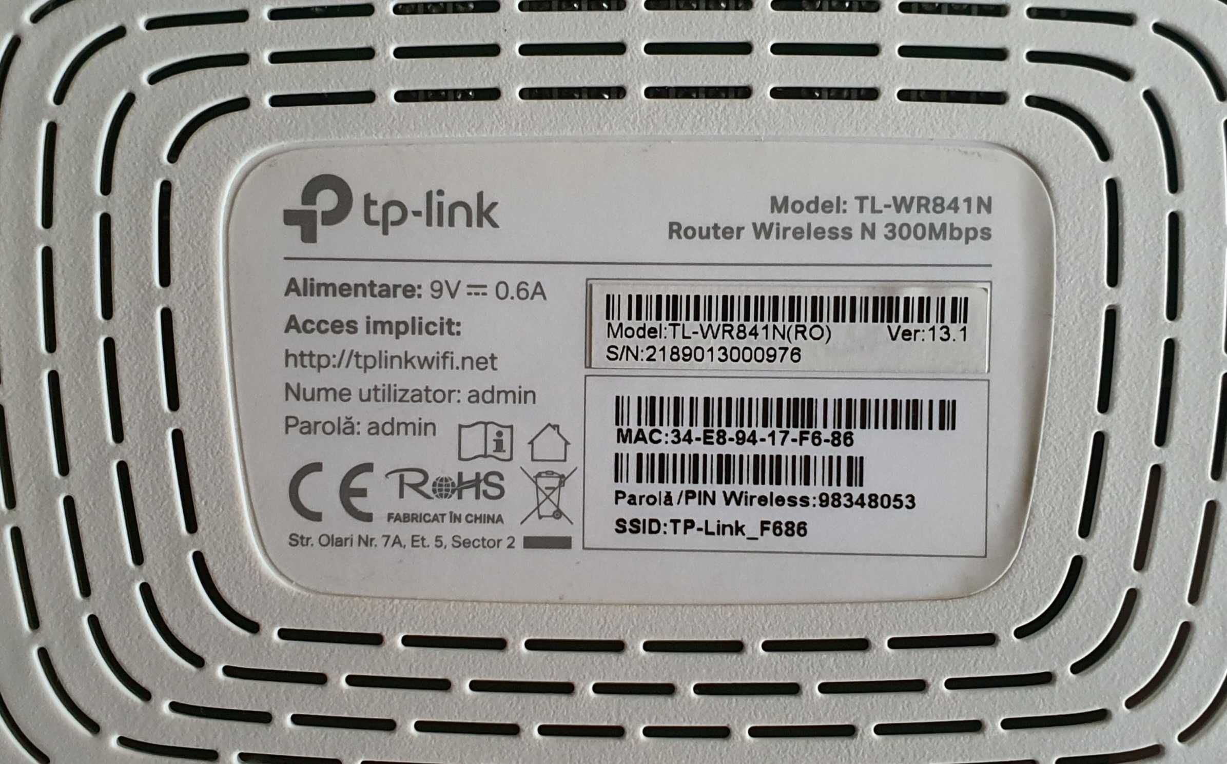 2 Router wireless TP-LINK TL-WR841N 2 antene