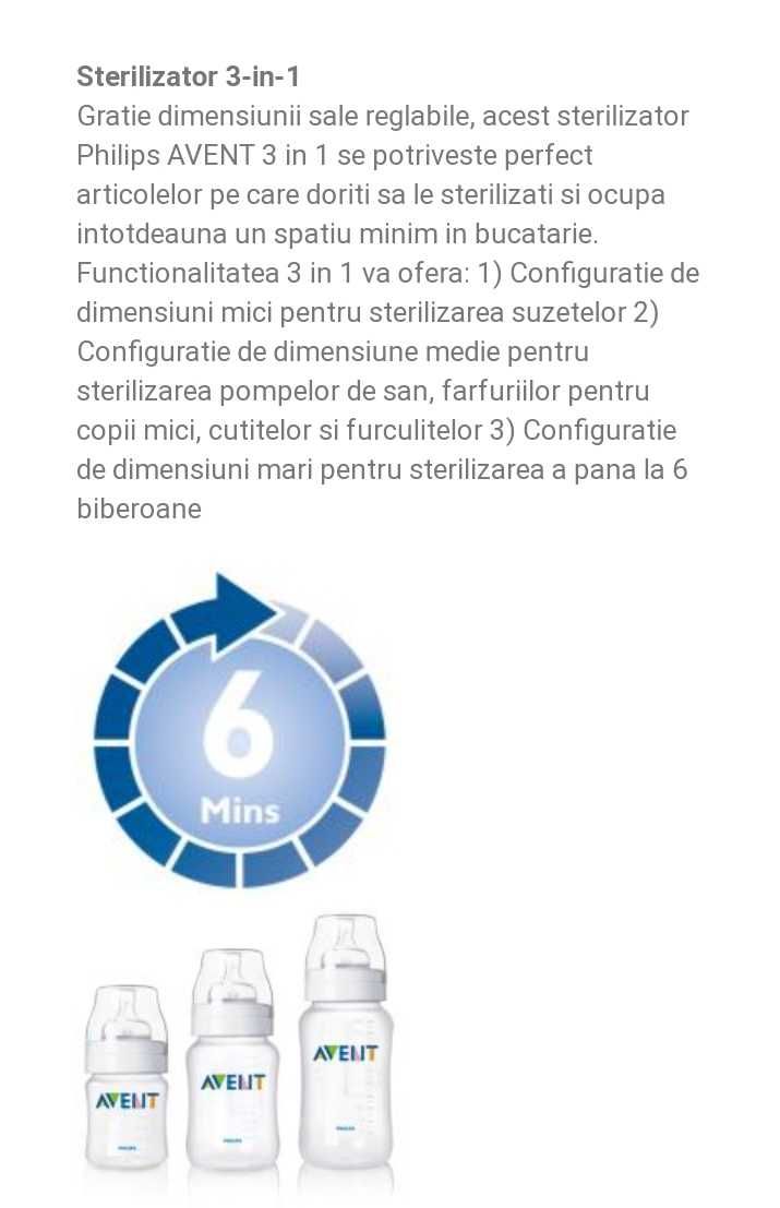 Sterilizator Philips Avent 3 in 1 - stare excelentă