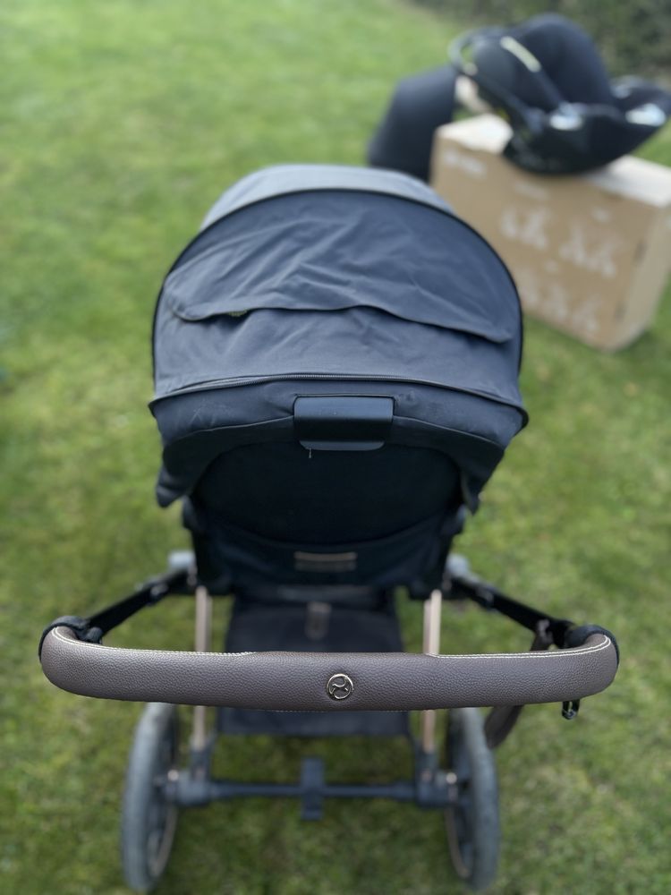 Cybex priam Gold Rose пълен комплект, летен кош и база за кола