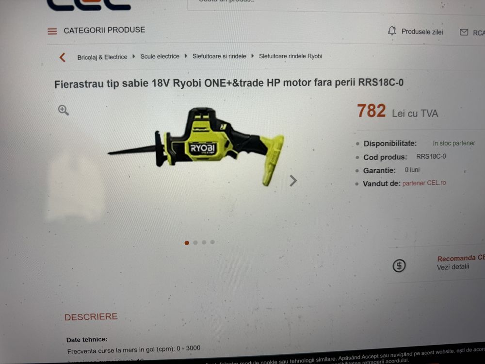 Ryobi Fierăstrău sabie 18V ONE+™ HP, motor fără perii