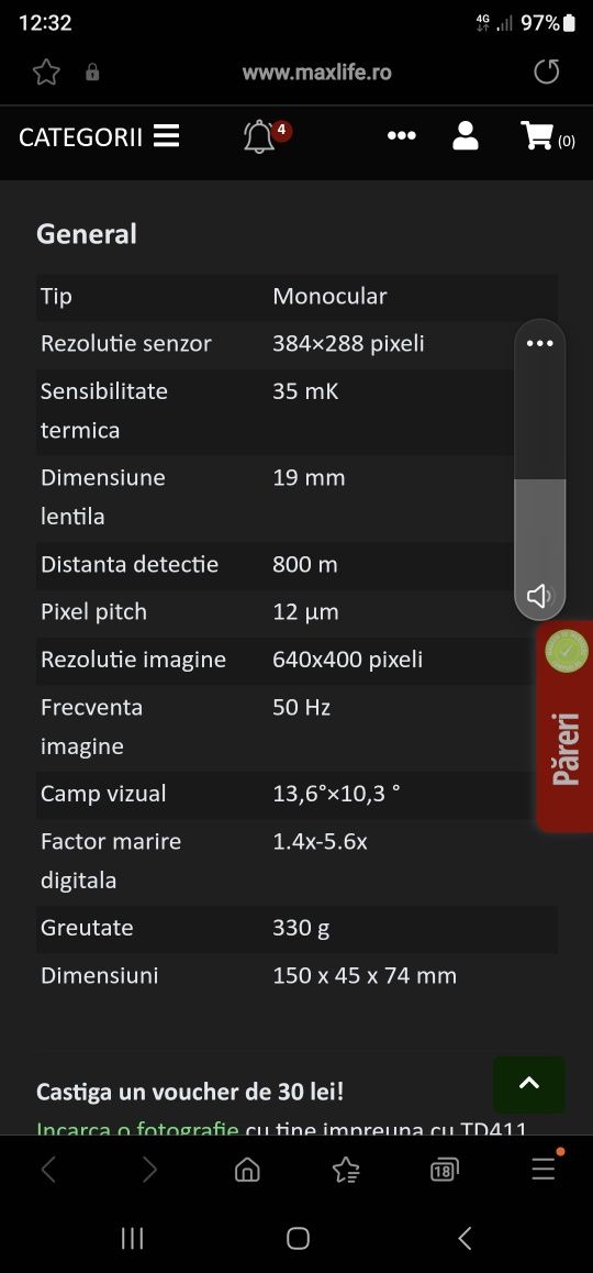 Monoclu termoviziune QUIDE
