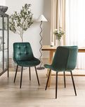NOU Set 4 scaune catifea, verde smaragd