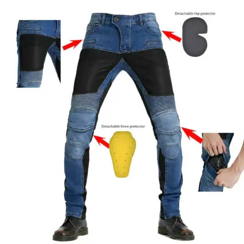 Pantaloni jeans moto cu protectii