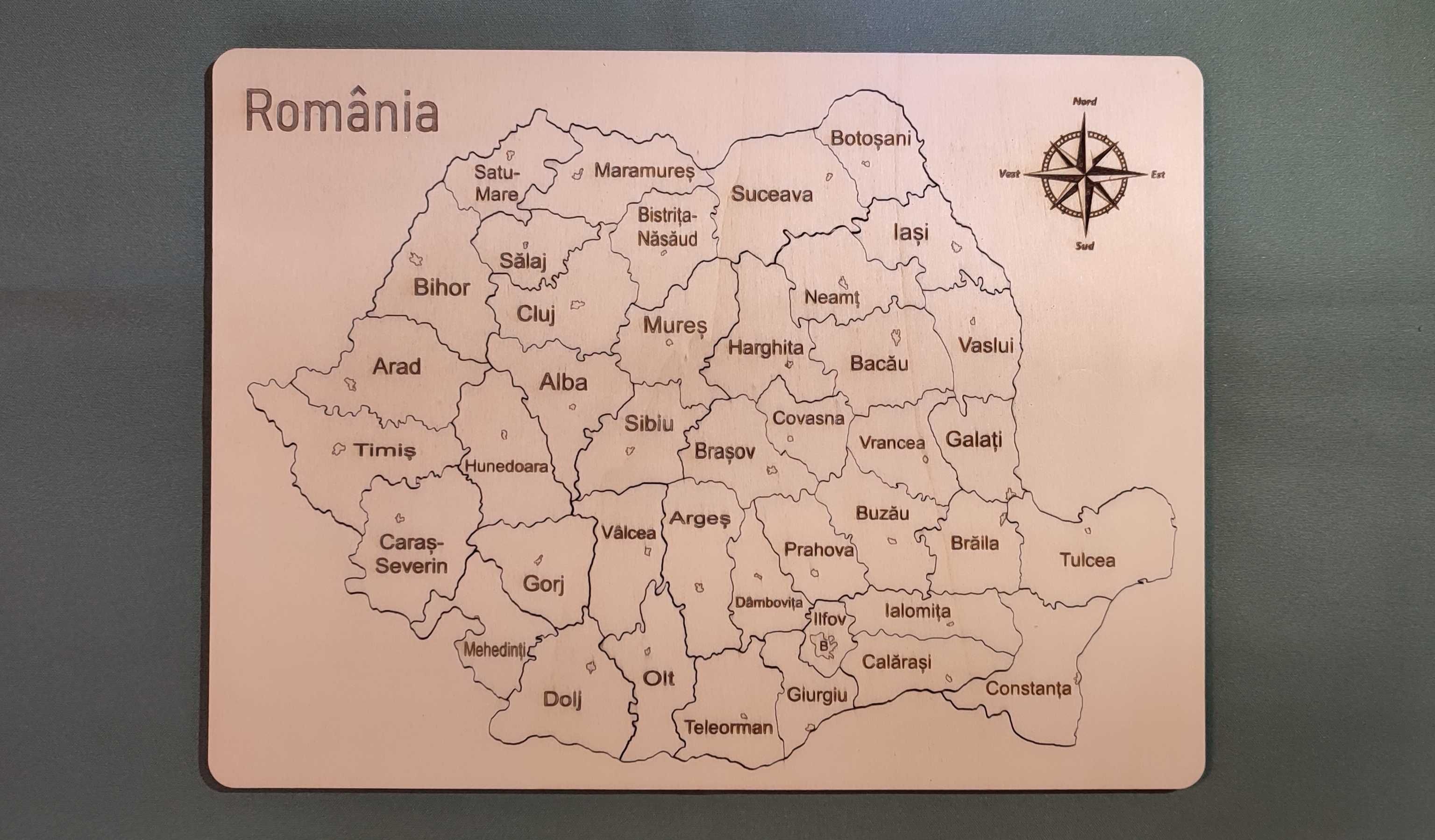 Puzzle hartă cu județele României - idee cadou