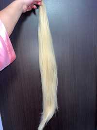 Дълга светло руса опашка за коса 75см, 50%естествен косъм