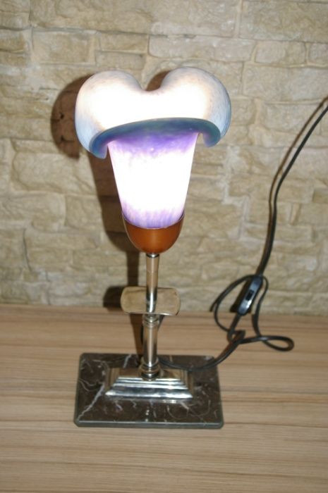Ofer spre vanzare lampa de birou-art deco cromata-abajur deosebit