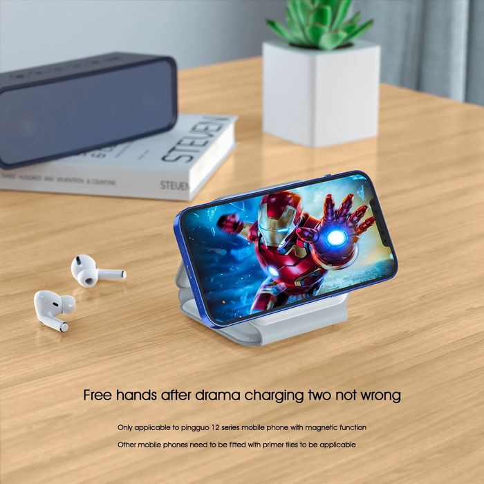 Incarcator Wireless Magnetic Pliabil 3in1, Incarcare rapida, Alb