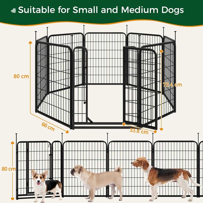 Tarc/boxă modulară din 8 panouri metalice de 80 cm inaltime