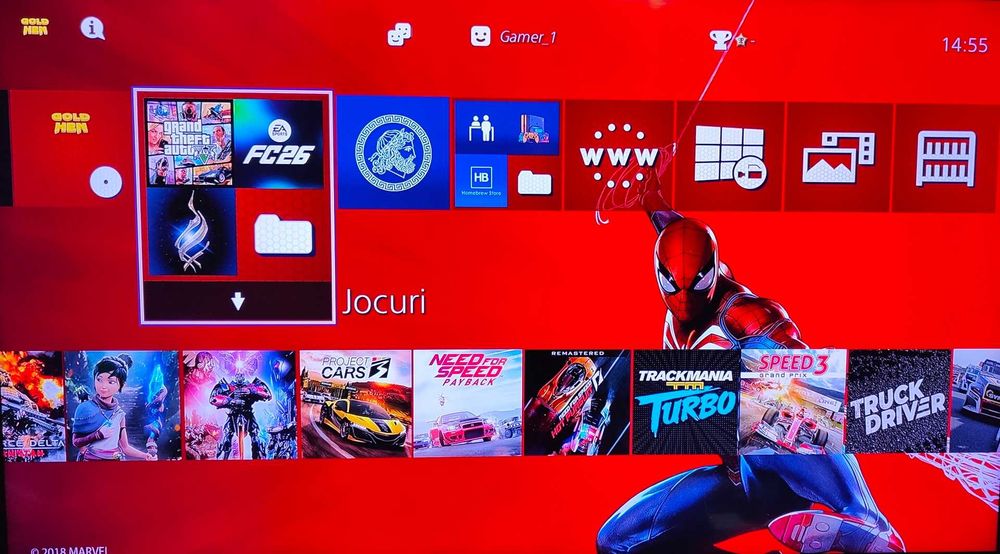 45 jocuri+PS4 1TB modat cu 2 Manete, cu FC 26, GTA V Mod Menu, MK 11