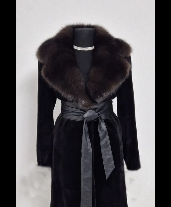 Шуба норка с соболиным воротником