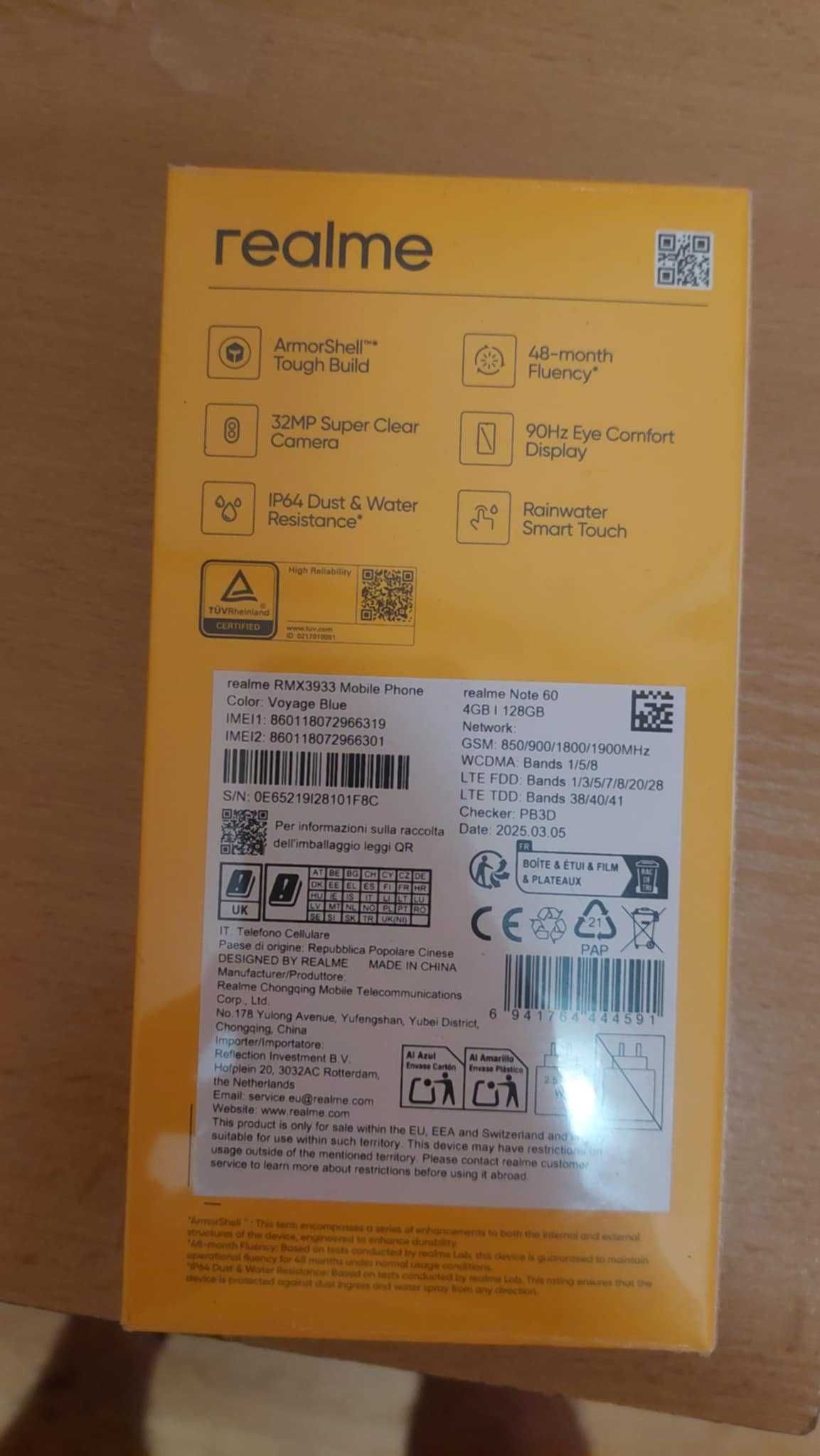 realme Note 60 128GB 4GB RAM Dual НЕРАЗОПАКОВАН 3 броя