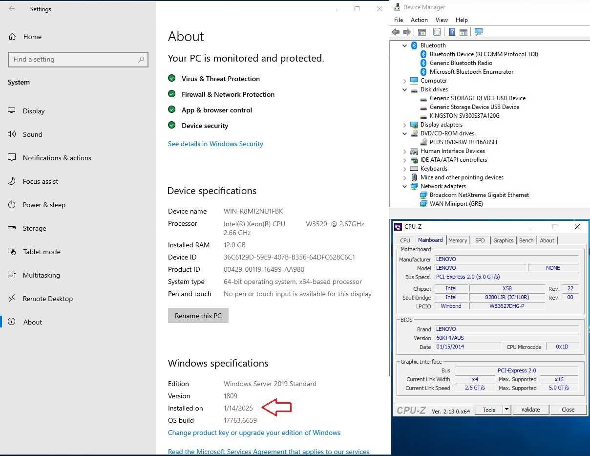 Lenovo S20 Workstation 12GB Ram, 3 X GPU NVS 315, WinServer 2019