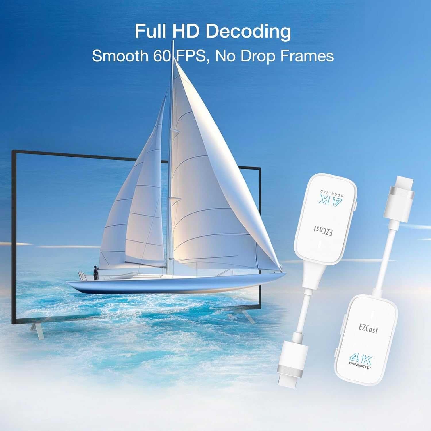 EZCast безжичен HDMI предавател и приемник 4K, Plug & Play всички у-ва
