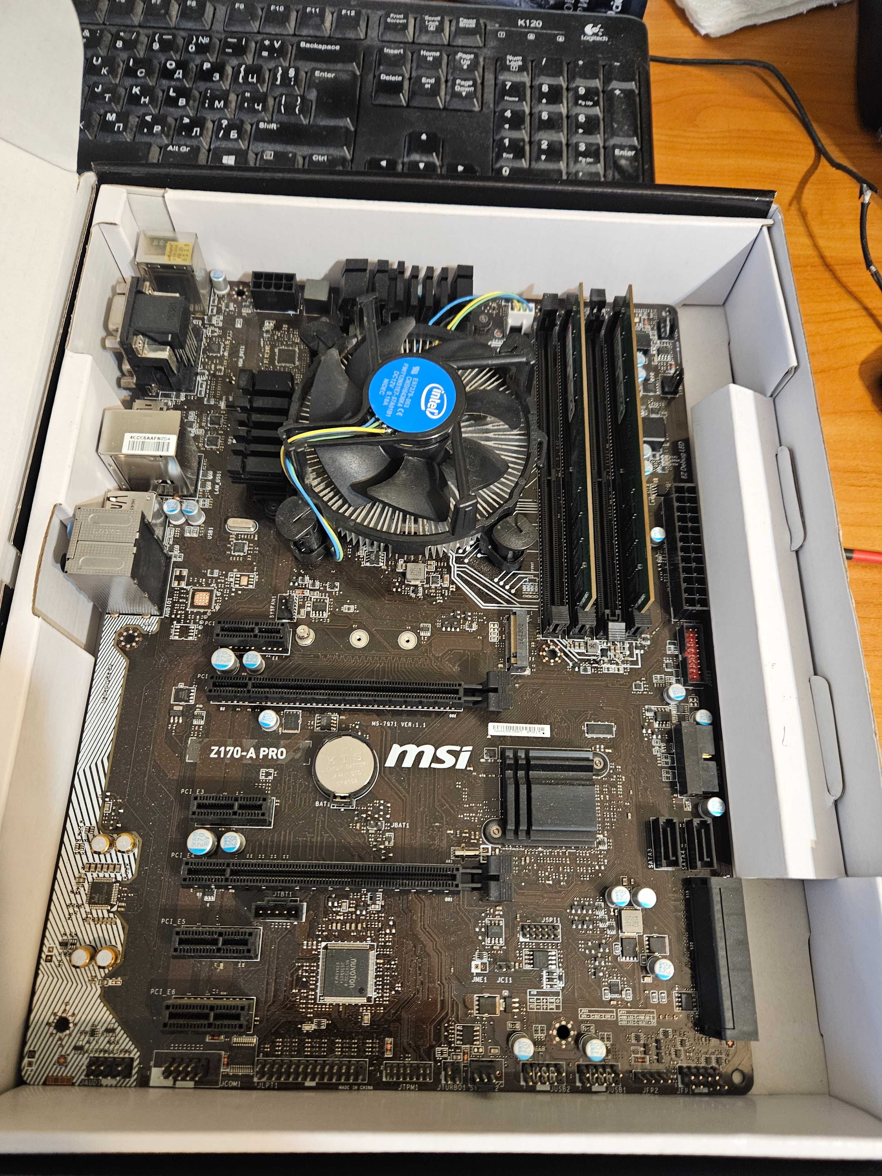 Дънна платка MSI-Z170-A PRO + CPU i3 7100 + ram 2x 8G = 16G Kingston