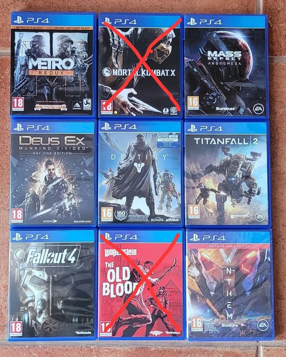 Vand  jocuri PS4 (Mortal Kombat X, Titanfall, Anthem, Metro, Fallout)