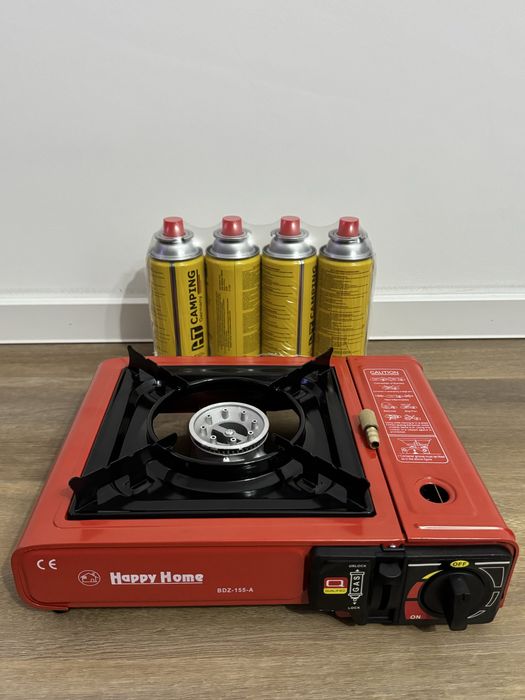 Къмпинг Газов Котлон - с Изход към Голяма Газова Бутилка и 4 Бутилки