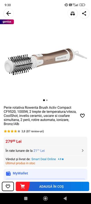 Perie rotativa Rowenta cu 2 perii