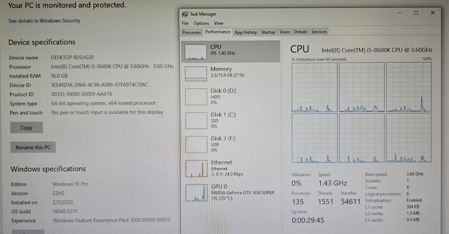 Unitate gaming i5 8600k GTX 1650 Super 16GB NVMe 128GB 1TB HDD
