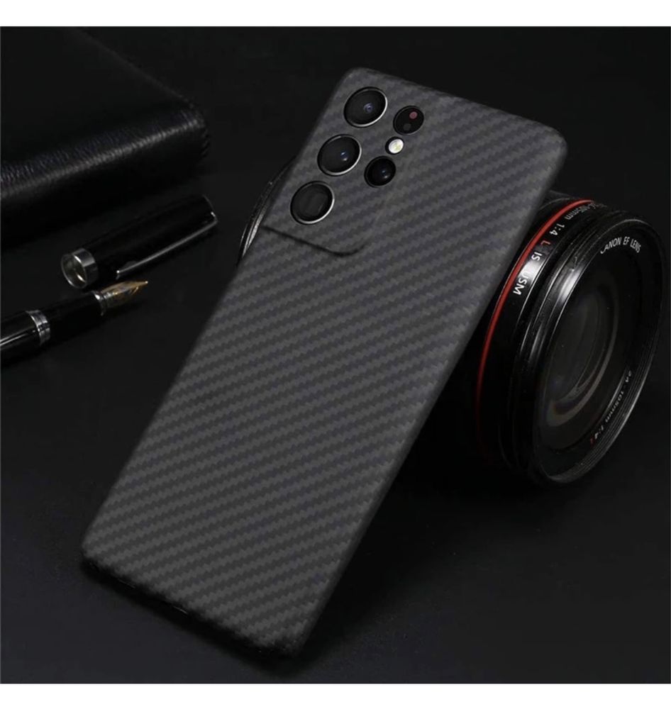 Husa Samsung S21 S20 S23 S24 FE Plus Ultra Slim Silicon Imitati Carbon