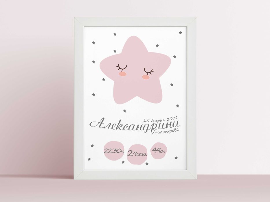 Бебешка визитка с данни за новородено