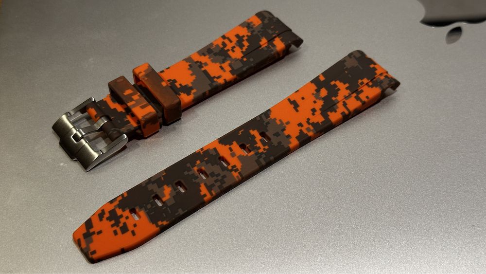 Curea (strap) silicon mosaic camo orange 20mm (omega, tissot, seiko)