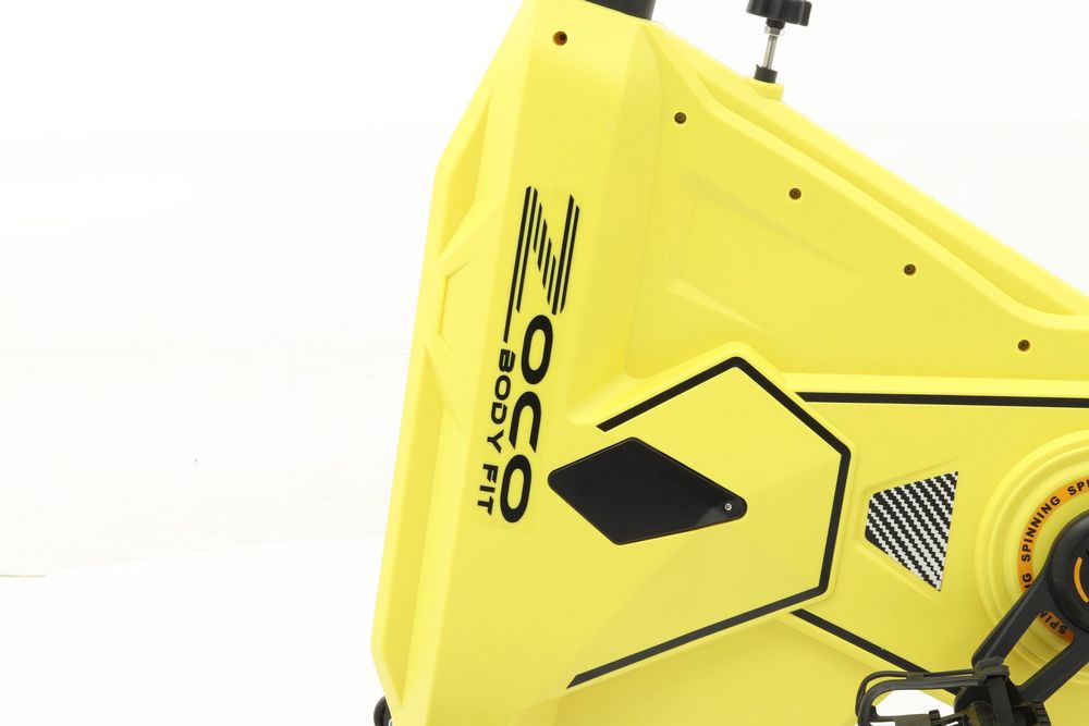 Bicicleta spinning, Zoco Body Fit® DGDC003, Volanta 13 kg, Galben