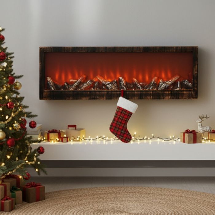 Светеща декоративна камина, ефект на истински пламък, 61x20x10см