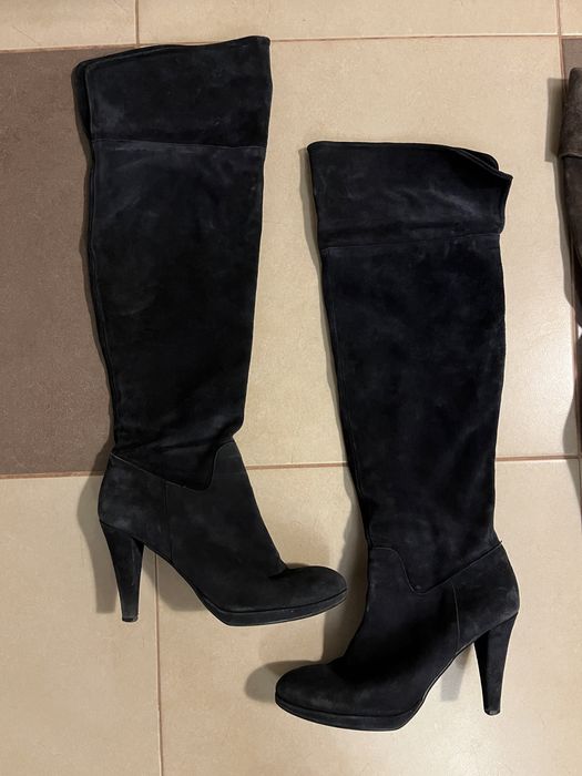 Ботуши от естествен велур тъмно сини и кафяви, номер 39