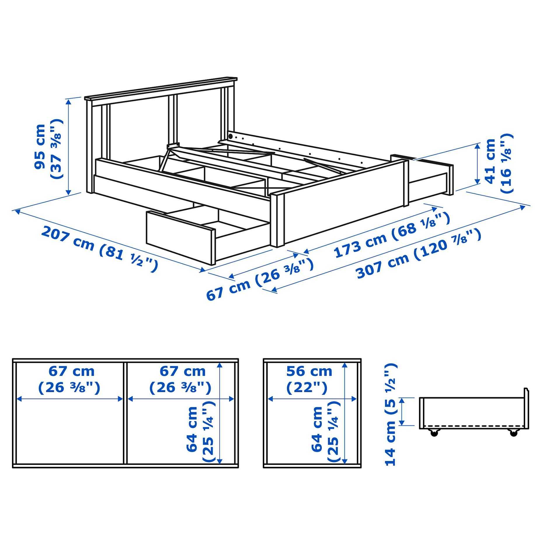 Спалня комплект от Ikea 160-200 Легло MALM с матрак и 2 нощни шкафчета