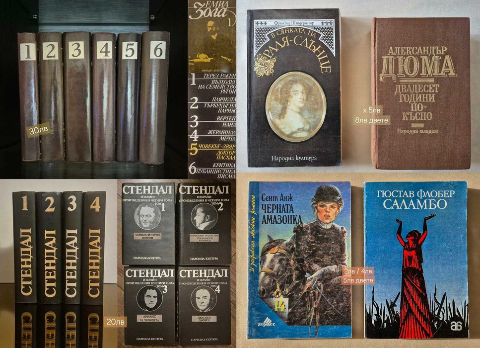 Класика, крими, детско-юношески, военни, речници, издания на английски
