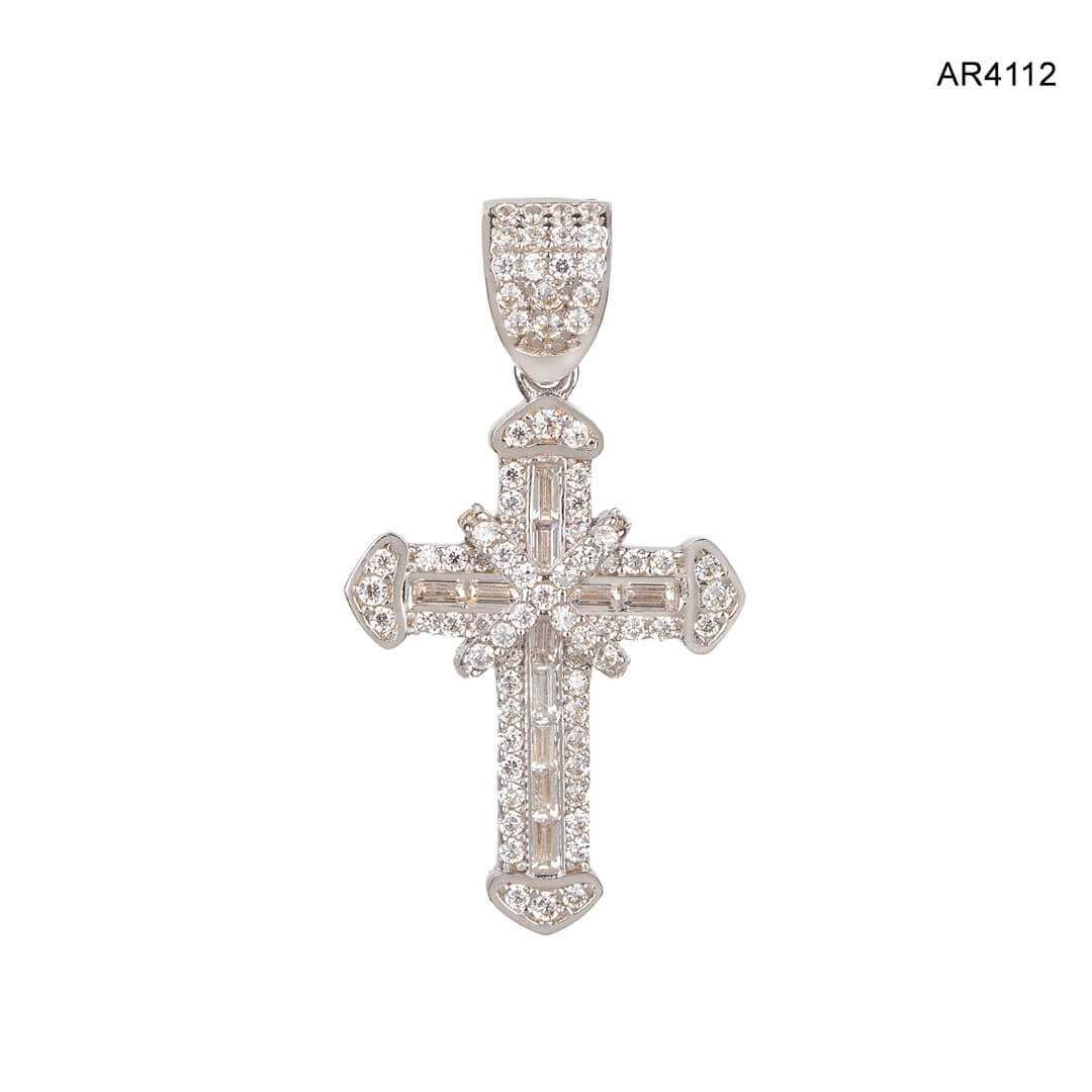 Pandantiv Aur 14K cruce, aur alb, 3,5cm x 2cm [AR4112] model ARJEWELS