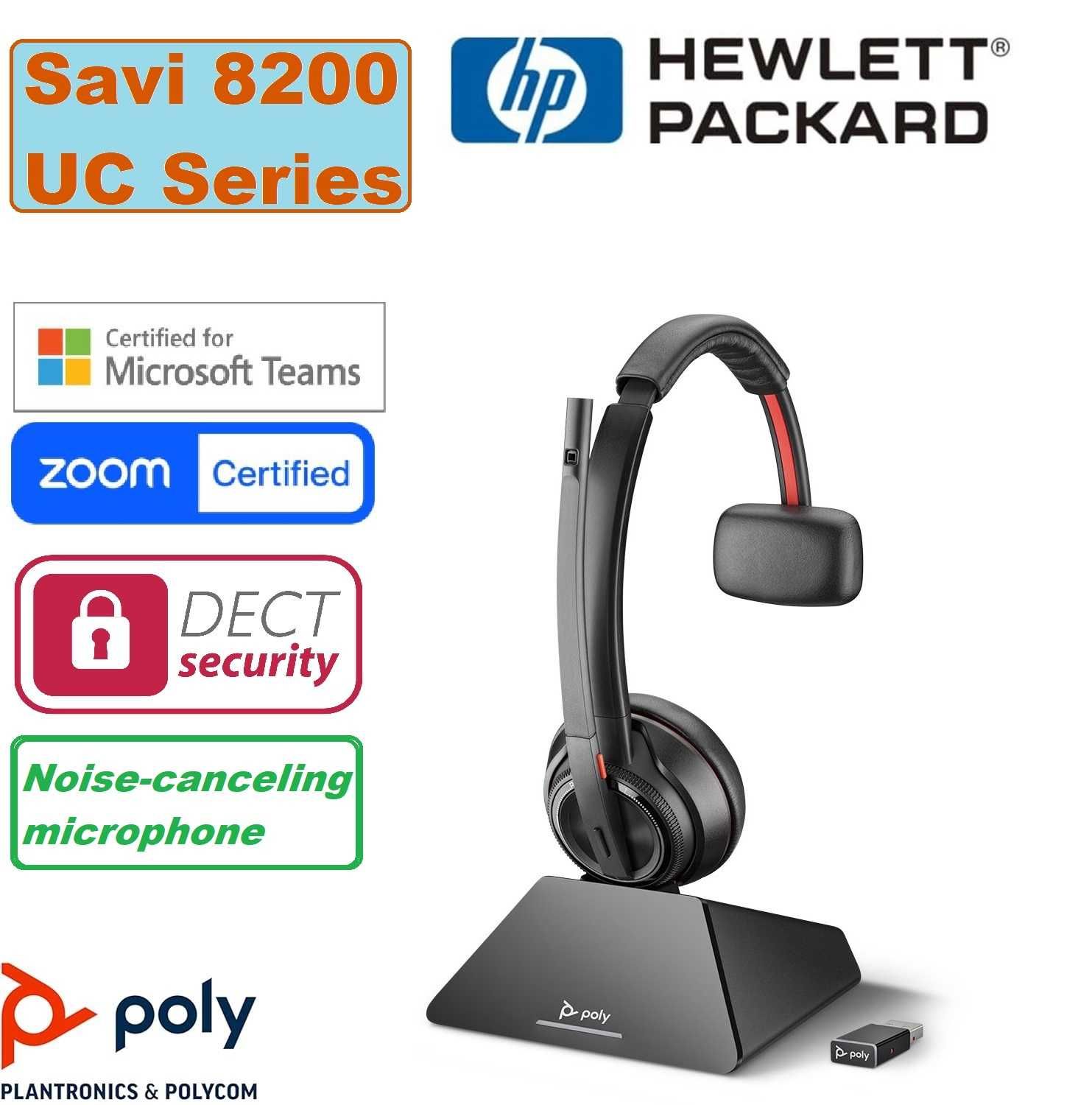 Poly Savi 8200 wireless. Безжична слушалка с микрофон с шумопотискане.
