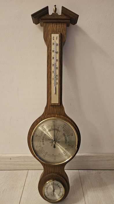 Termometru barometru higrometru lemn masiv vintage