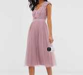 Rochie Asos midi ocazie, roz pal (dusty blush), masura M, EU 40