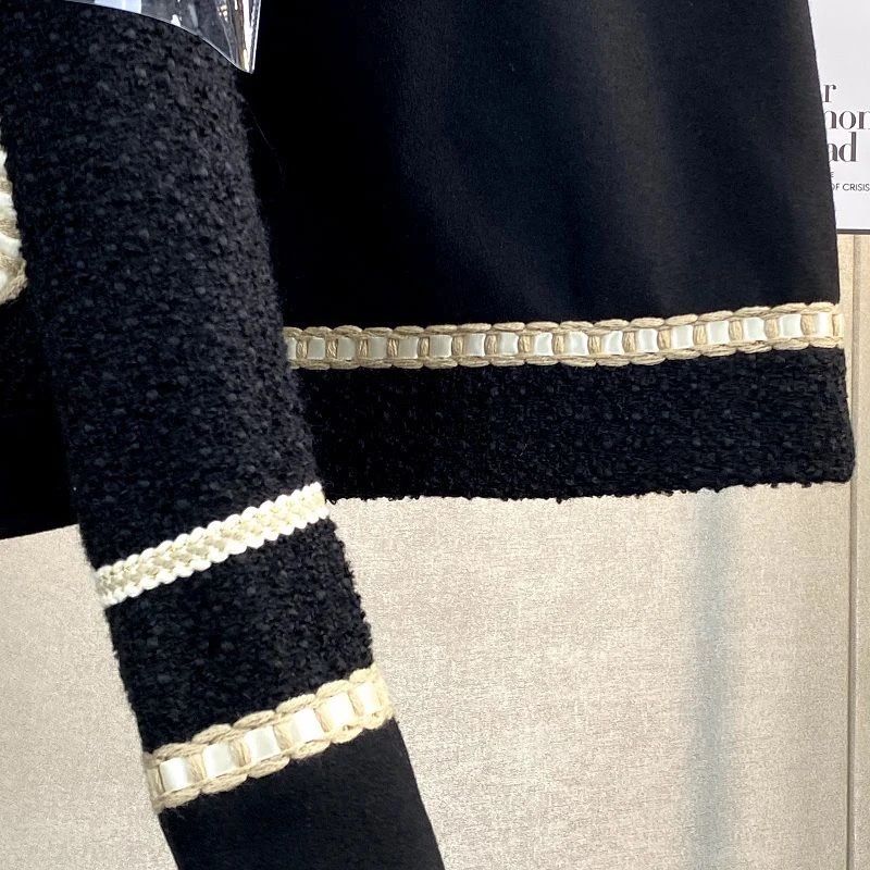 Сет Шанел Chanel нов черен пола сако перли костюм комплект