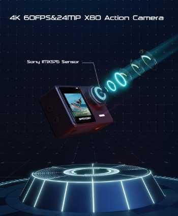 Екшън камера Apexcam X80, 24MP, 4K, EIS сензорен екран