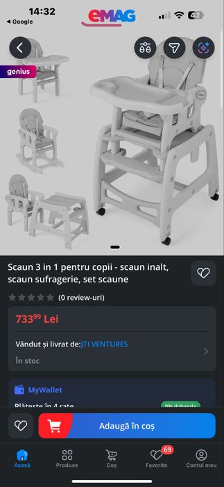 Scaun pentru copii 3 in 1