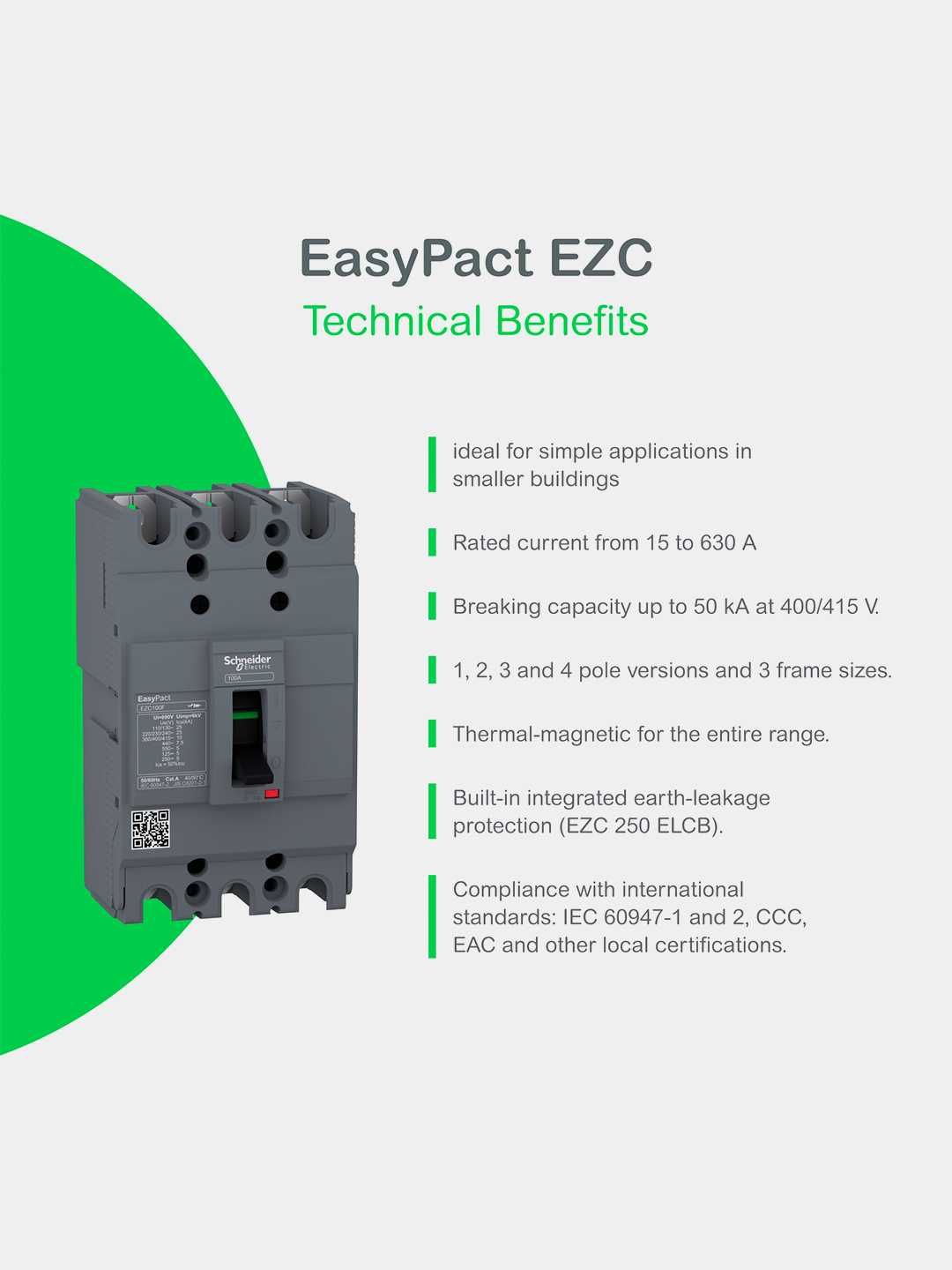 Автоматический выключатель Easypact EZC100H - TMD - 50 A - 3 полюса 3Т