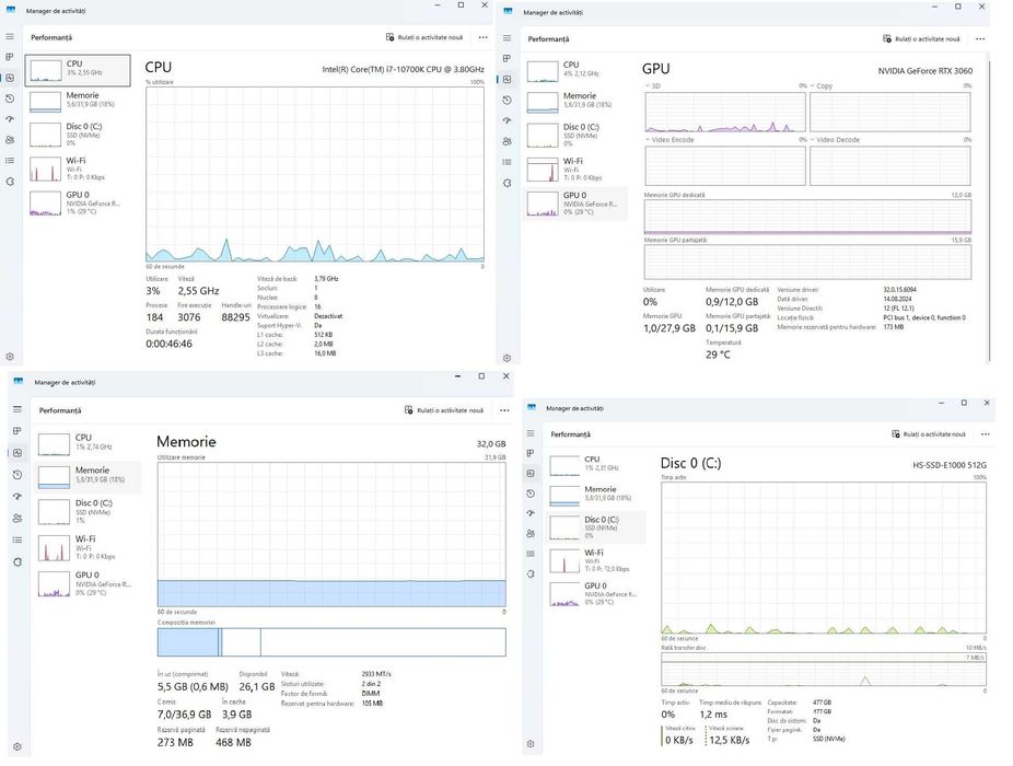 Calculator Gaming I7 10700k, 32GB DDR4, RTX 3060 12GB DDR6, 512SSD