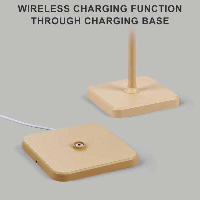 Безжична настолна LED лампа BKZO, IP54 алуминиева, бяла и сива