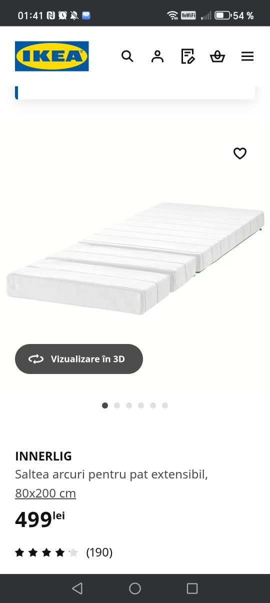 Pat pentru fetițe cu Minnie Mouse + Saltea IKEA INNERLIG